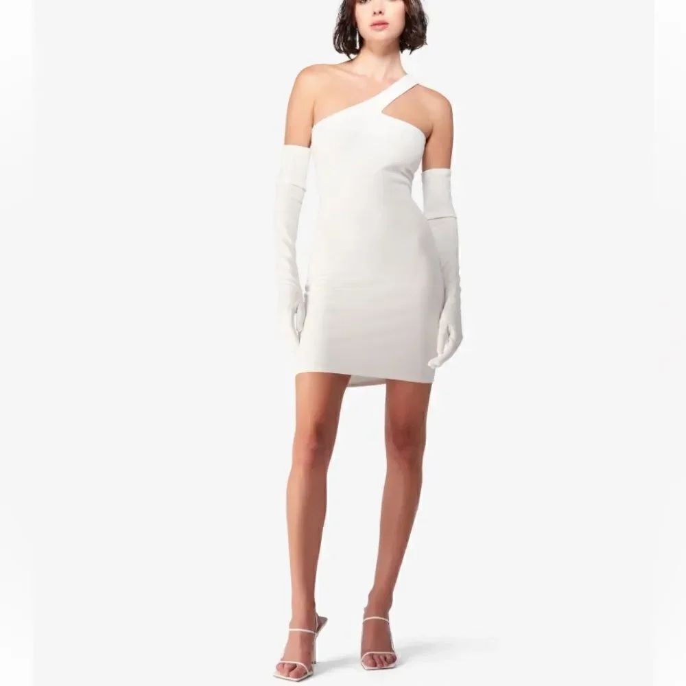 Claudia Mini Dress & Gloves - White